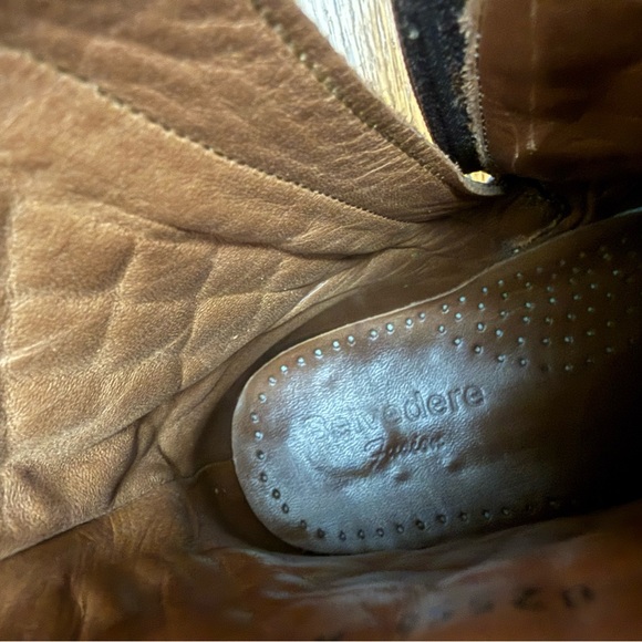 BELVEDERE MENS QUILTED brown  GENUINE ALLIGATOR BOOTS SIZE 8.5 - Picture 14 of 16